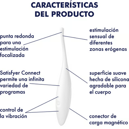 Satisfyer vibrador de punta giratoria con app "Twirling Joy" - Blanco